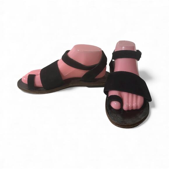 Free People Black Torrence Flat Sandal Strappy Open Toe- Women's Size 38 US 7.5 - Picture 4 of 8